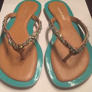 Gianni Bini Leather Rhinestone Sandals